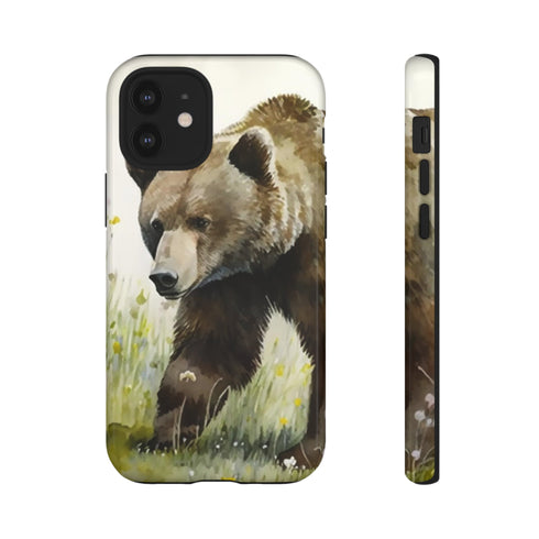 Grizzly Bear in a Field - Impact Resistant Phone Case iPhone 12 Mini Glossy